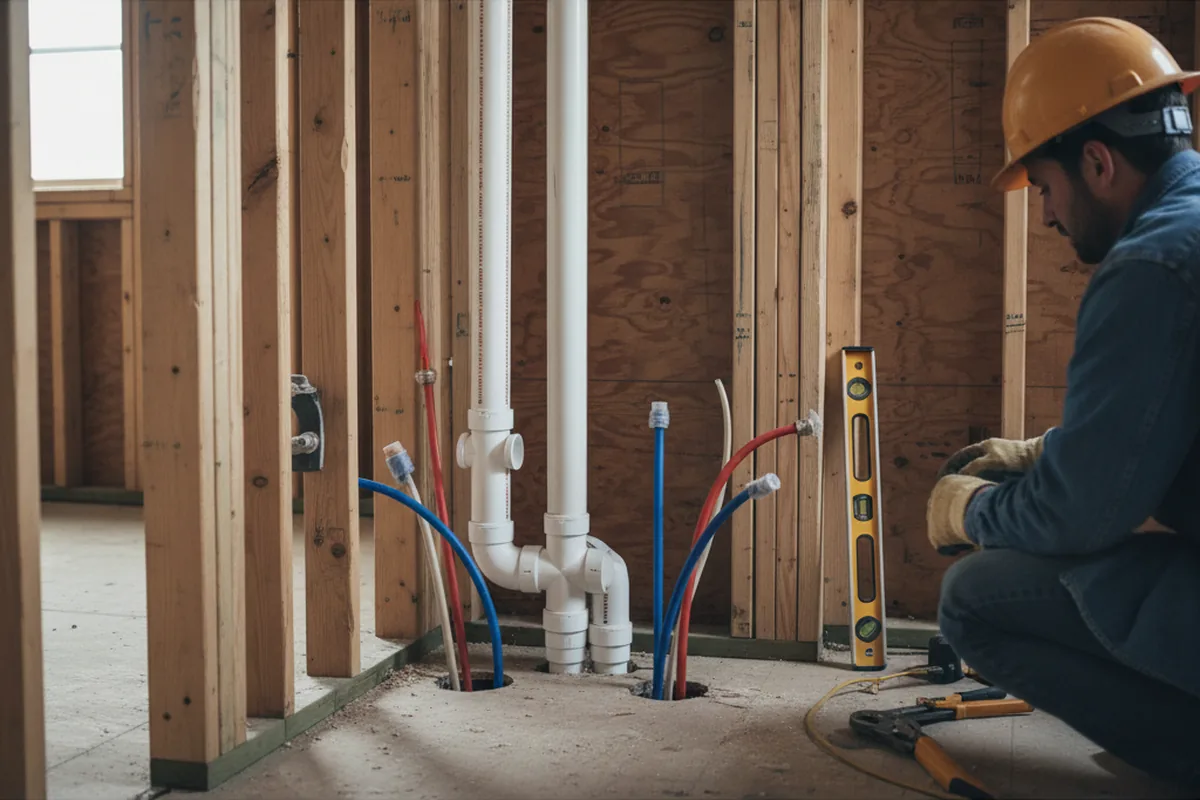 Drain and supply rough-in during Sump Pump Repair in Capron